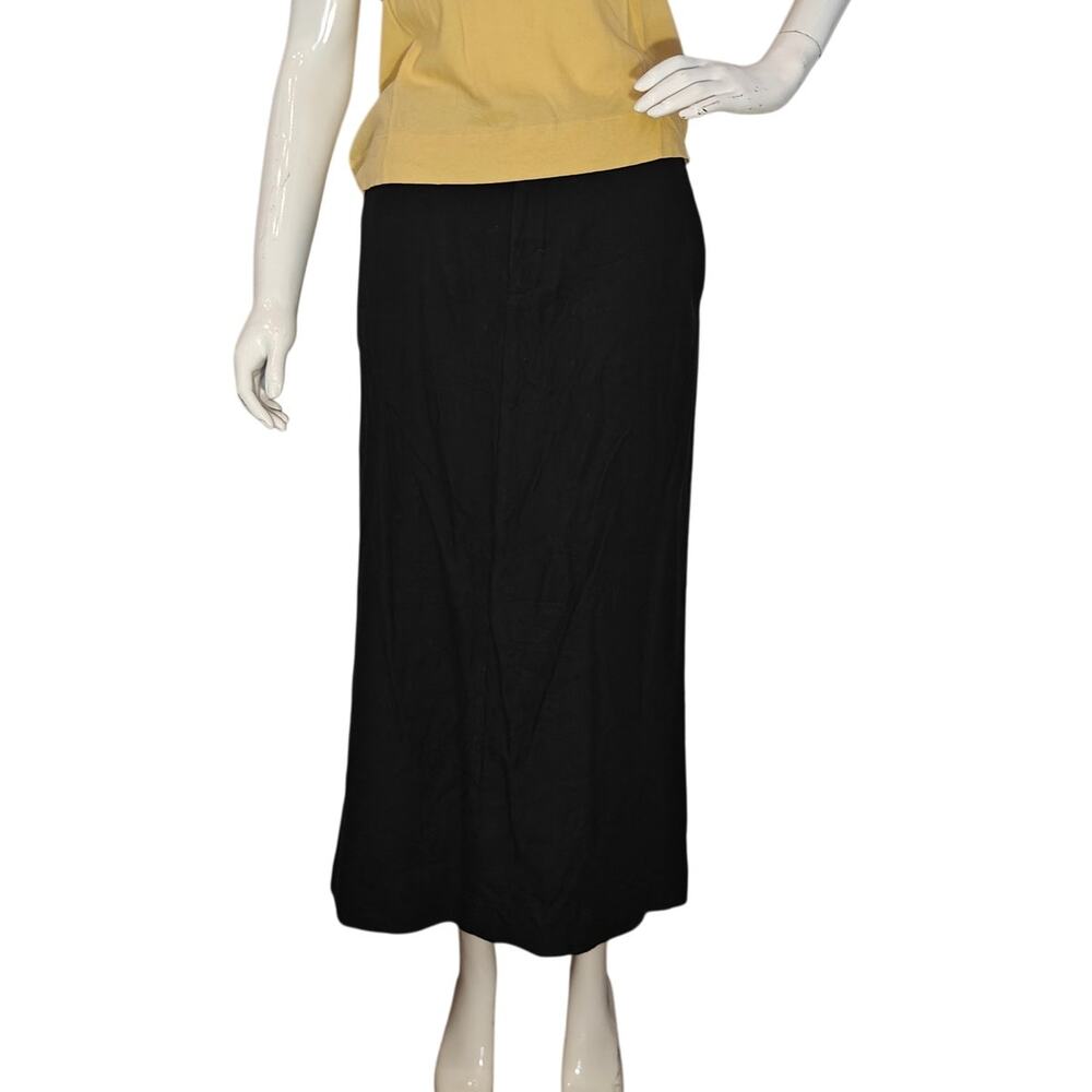 Vince Black Midi Skirt Wool Blend Straight Minimalist Career Size 8